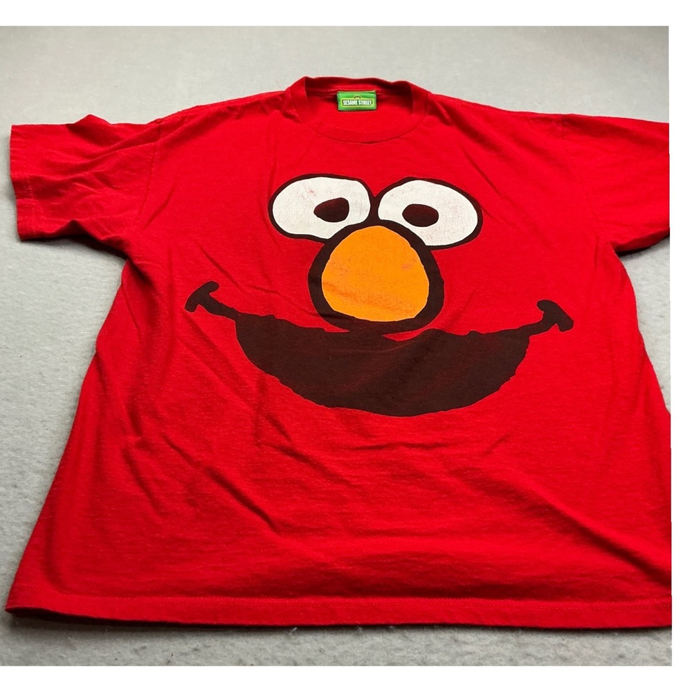 Sesame Street Vintage Elmo Big Face Graphic‎ T-Shirt Red Large 2009 Streetwear